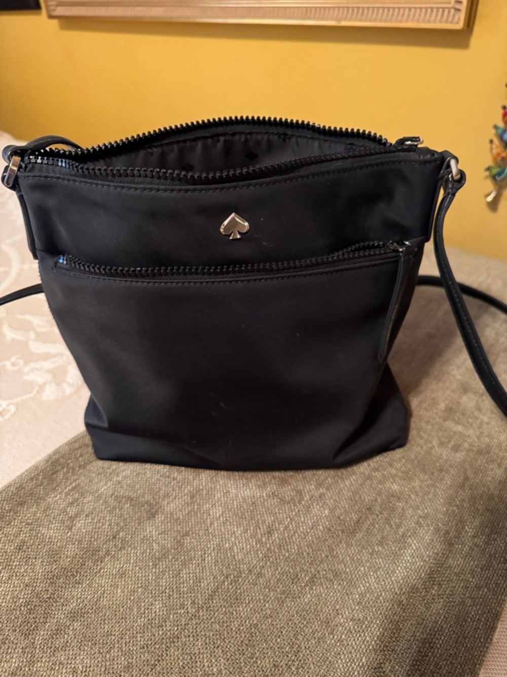 kate spade Black Nylon Crossbody tote with Spade Accent